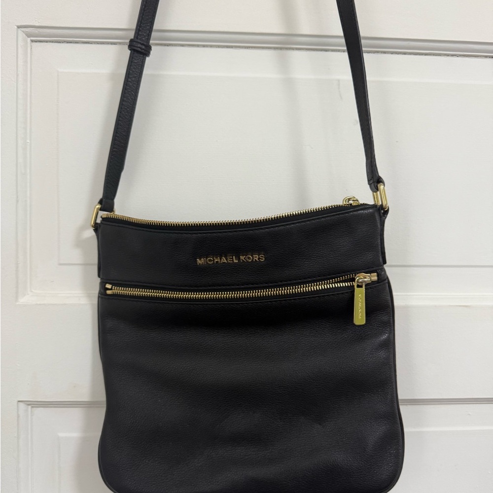 Michael Kors Black Shoulder Bag with Gold Details